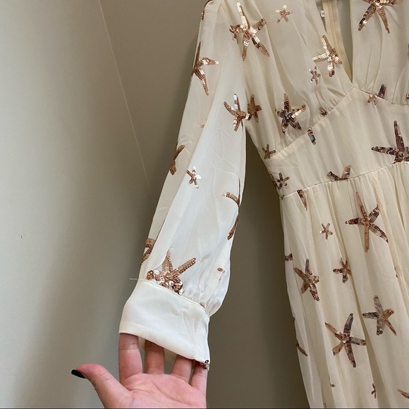 Chiffon Dress off White with Bead Work - Picture 8 of 13